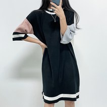 츄즈츄즈 여성용 스퀘어 배색 루즈 원피스