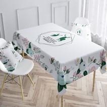ECOM 북유럽 방수 코튼 식탁보, 꽃 사슴, 100 x 160 cm
