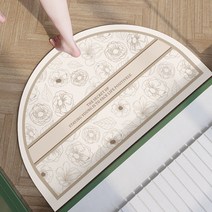 위더홈 플라워 컨셉 하프 문 매트 80 x 50 cm, 베이지