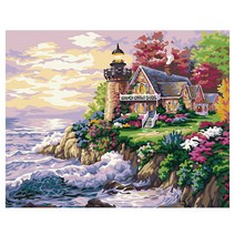 로디즌 명화 그리기 DIY 세트 40 x 50 cm, 꽃밭 단독주택