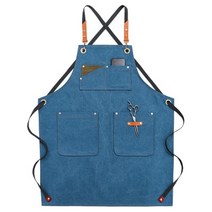 더플로우 데님 캔버스 미용사 바리스타 멀티포켓 앞치마 78cm, 블루, 1개