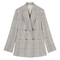 EnC 여성용 더블 체크 린넨 재킷 ENJK12401O