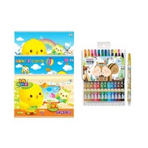 노랑병아리 스케치북 3종 + 모나미 모니주 샤프식 색연필 24색 세트, 랜덤발송(스케치북), 남(색연필), 1세트