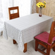 아미데코 PVC 베이직 체크 방수 테이블보, 블루, 130 x 180 cm