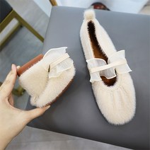 몬드스팟 여성용 럼인 인조양모 셔링 플랫슈즈 2cm YT_RB846_AY