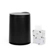 홈앤하우스 원터치 원형 휴지통 10L + 비닐봉투 100p, 블랙, 1개