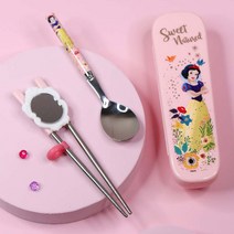 릴팡 아동용 프린세스 거울 릴팡젓가락 + 스푼 + 글라이더케이스 세트, 혼합색상, 젓가락 + 스푼 + 글라이더 케이스