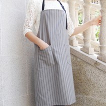 마켓감성 데일리 스트라이프 앞치마, 그레이, 1개