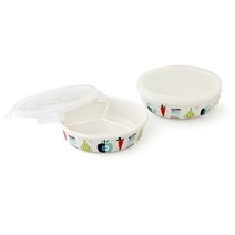 젠 런치 원형 디바이드 밀폐용기 세트 특대, 1세트, 용기 430ml x 2p