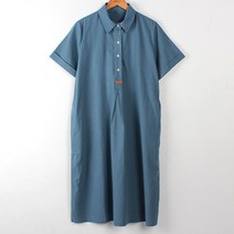 빼빼 여성용 카라넥 반팔 롱 바이오린넨혼방 원피스