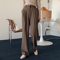 프롬미스 여성용 컴포트 투주름 와이드 슬랙스 아담