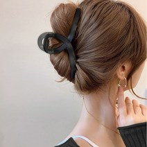 두발로 호피 그라데이션 반투명 리본 헤어 집게핀