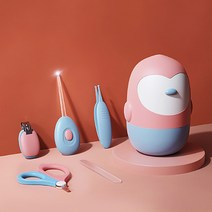 블루버킷 귀여운 펭귄 캐릭터 유아용 손톱깎이, 1세트, 핑크블루