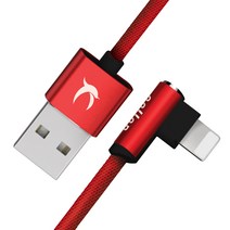 셀론 애플 카플레이 호환 8핀 고속 충전 케이블 90도 8핀 120cm, 에너제틱레드, 1개