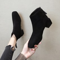 여성용 스퀘어토 스퀘어힐 앵클 부츠