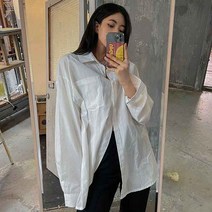 매드시스터 여성용 화이트 오버핏 셔츠