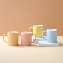 해피정코리아 심플 머그 4종 세트 유광 350ml, 핑크, 블루, 옐로우, 오렌지, 1세트