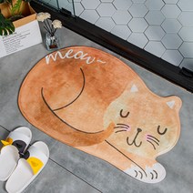 JCP 워터 컬러 고양이 발매트, 브라운