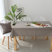 찬미디자인 미니 체크 선염 식탁보, 브라운, 4인용(108 x 150 cm)