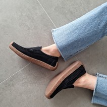가이아슈 여성용 가죽 드라이빙 통굽 슬립온 2cm