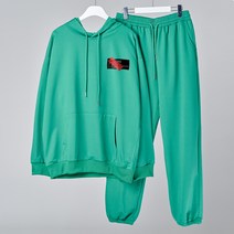 바르 남성용 네추럴 후드티셔츠 + 조거팬츠 세트 BL1004