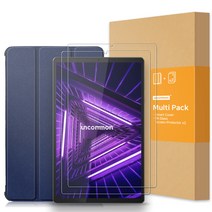 언커먼 스마트커버 태블릿 케이스 + 강화유리 액정보호필름 2p 세트, 네이비