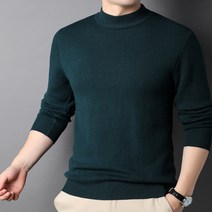 솔레일 남성용 하프 터틀넥 인조 밍크안감 슬림 니트