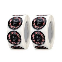 인디케이 땡큐 블랙 플라워 벌크팩 2.5cm 스티커 500p, 혼합색상, 2개