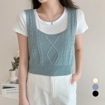 베러스윗 여성용 패턴 크롭 니트 조끼