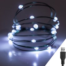 스트링라이트 USB 타입 와이어 줄조명 100구, 화이트(조명), 그린(와이어)