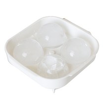 심플 실리콘 4구 왕 아이스 몰드 원형, 크림화이트