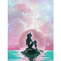 포원밀리언 크리스탈 파스텔 인어 보석십자수 DIY 키트, 혼합색상, 1개
