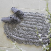 파인즈라이프스타일 크렘드라크렘 프릴 타원 발매트, 그레이