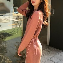 여성용 구디프 슬림 허리 니트 원피스
