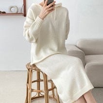 슈가펀 로브리 니트 후드 스커트 세트