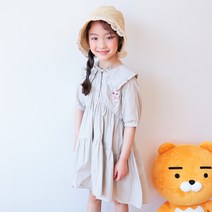 카카오프렌즈 여아용 키즈 아동 면 100 카라 원피스