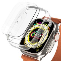 모란카노 슬림 애플워치 울트라 액정 강화유리필름 49mm 2p + 슬림 투명 케이스 세트