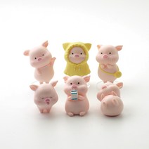 포레스 아기돼지 미니 피규어 6종 세트, 1세트
