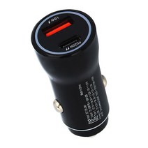 C99 차량용 USB C타입 듀얼 충전기, 블랙, HI-037