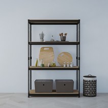 스피드랙 조립식 철제 앵글 선반 4단, 블랙