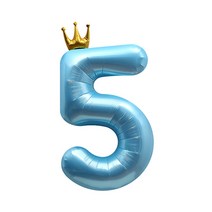이자벨홈 생일파티 왕관 숫자 풍선 5 초대형, 블루, 1개