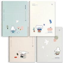 뭉구 보바 보테니컬 7mm 라인 항균 스프링 노트 4종 세트, 1세트, 샌드, 그레이, 민트, 베이지