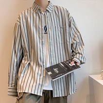 남성용 PDS 패션 단정한 복고풍 훈훈한 세로 스트라이프 셔츠