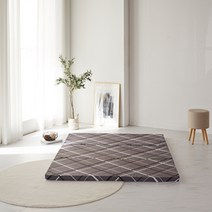 SKYSHOP 3단 접이식 매트리스, 체크 브라운