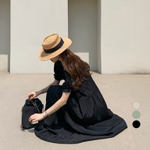 바블링브룩 여성용 찰랑 소매 밴딩 루즈핏 캉캉 롱 원피스