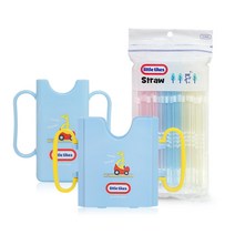 리틀타익스 우유 두유 케이스 + 미니 팩홀더 + 빨대 60p, 블루(케이스, 팩홀더, 빨대), 핑크, 옐로우(빨대), 1세트