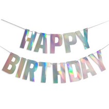 루시드랩 볼드 폰트 생일 축하 가랜드, 1세트, 홀로그램