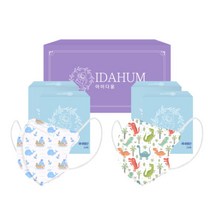 IDAHUM 캐릭터마스크 4~8세 남아 어린이용 2종 x 20p 세트, 20매입, 2개, 돌고래, 공룡나라