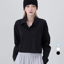 어썸어라운드 여성용 아웃포켓 크롭 긴팔 셔츠