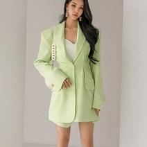 딘트 여성용 엘로 핀턱 슬림 패드 싱글 자켓 J9178